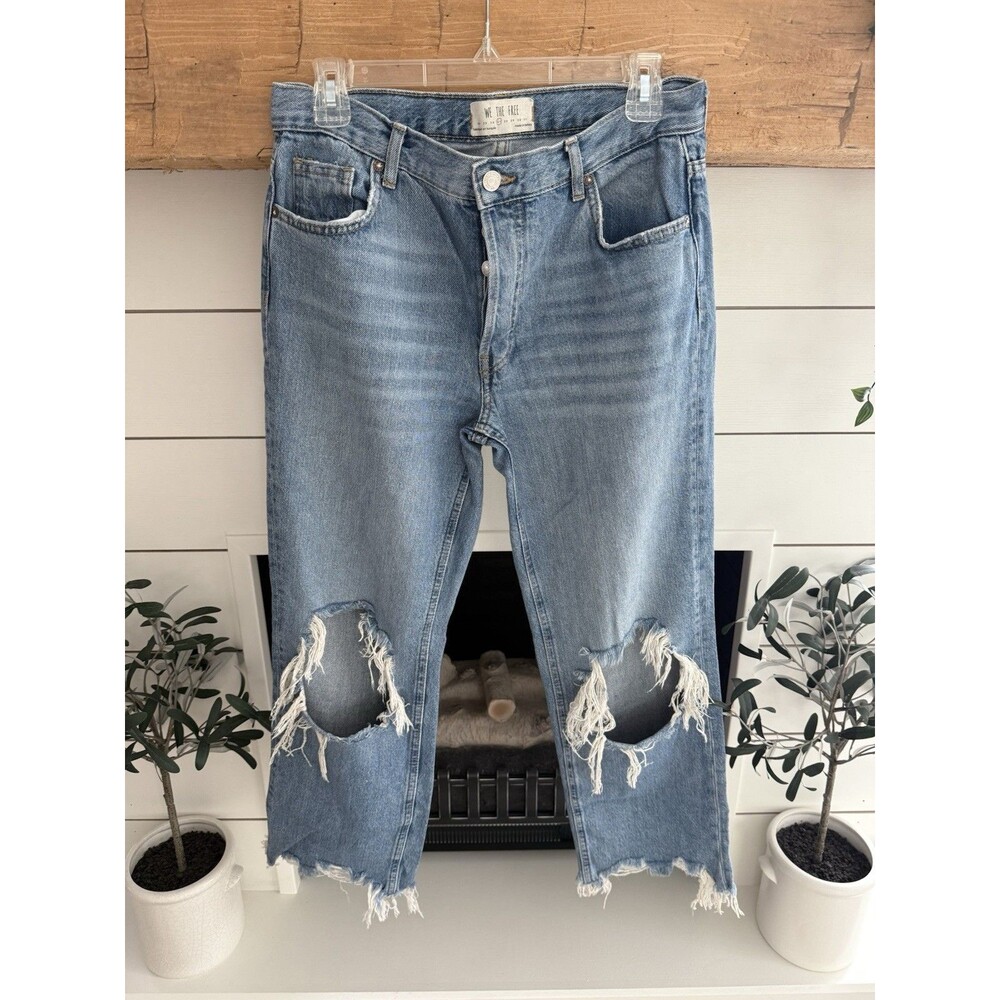 Free People Maggie Jeans Women S  27 Straight Leg Ankle Distressed 100% cotton